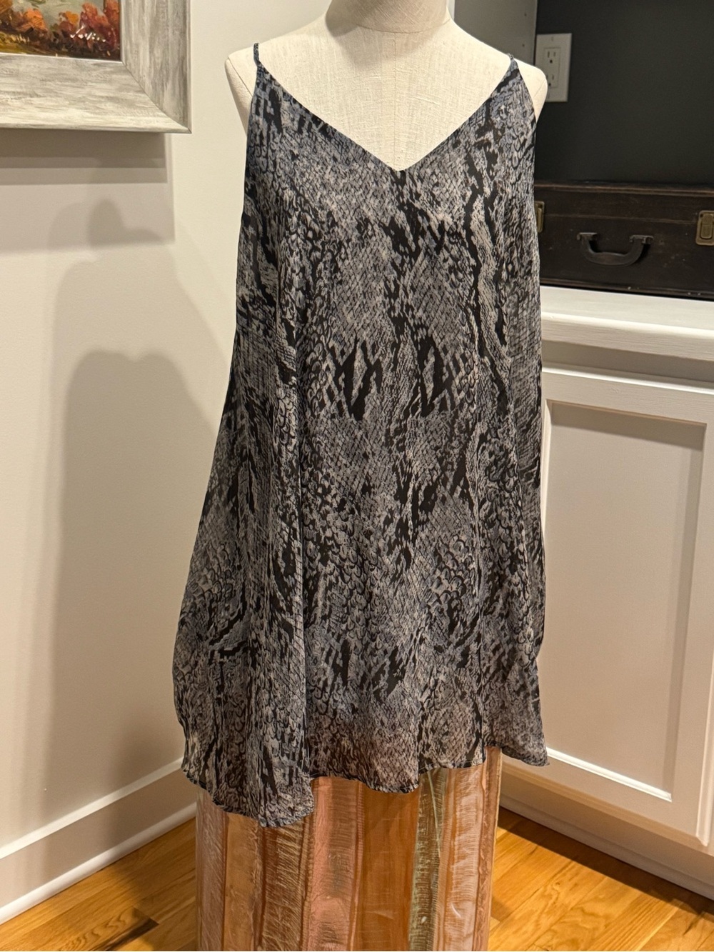 By Together Gray and Black Textured and lined mini dress or top